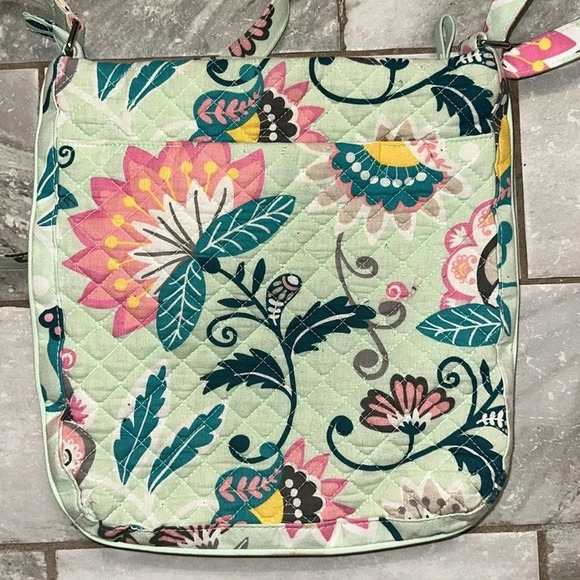 Vera Bradley Iconic Triple Zip Hipster Crossbody Mint Floral Pattern - Picture 10 of 15